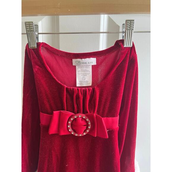 Girls Bonnie Jean Dress 3T Red Velvet Faux‎ Fur Christmas Holiday Santa Style - Picture 3 of 6